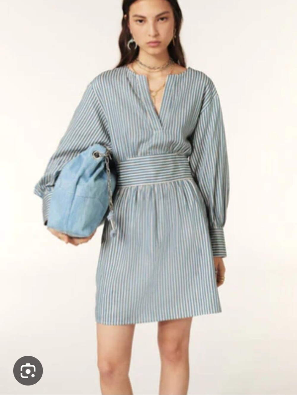 BA&SH I US 6 (M) Haris Belted Dress I blue white pink stripes